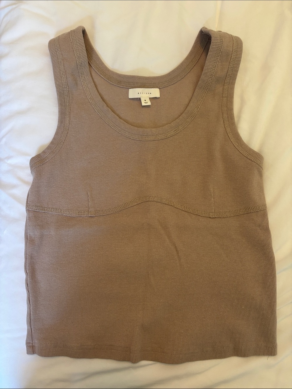 Aritzia Sleeveless Ribbed Tank Top in Taupe